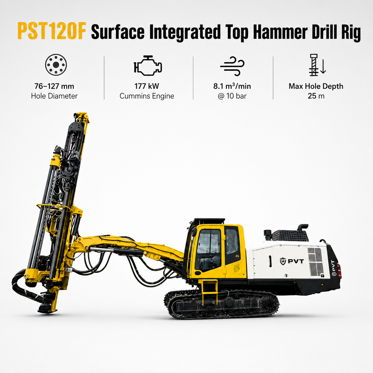 76 to 127mm Hydraulic Top Hammer Drill Rig Mobile Drilling Equipment for Mining Quarry Rock Drilling